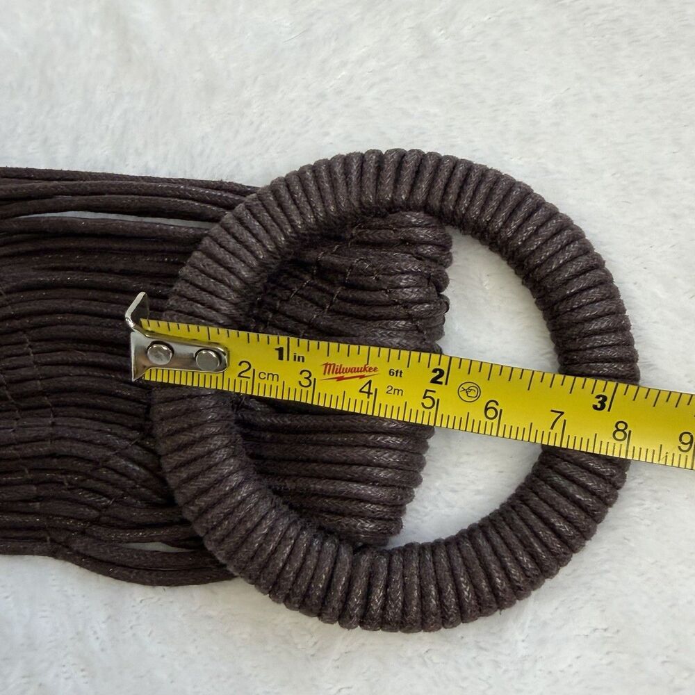 Coldwater‎ Creek Brown Wide Woven Cotton Belt Faux Leather Accents Statement S/M - Picture 11 of 13